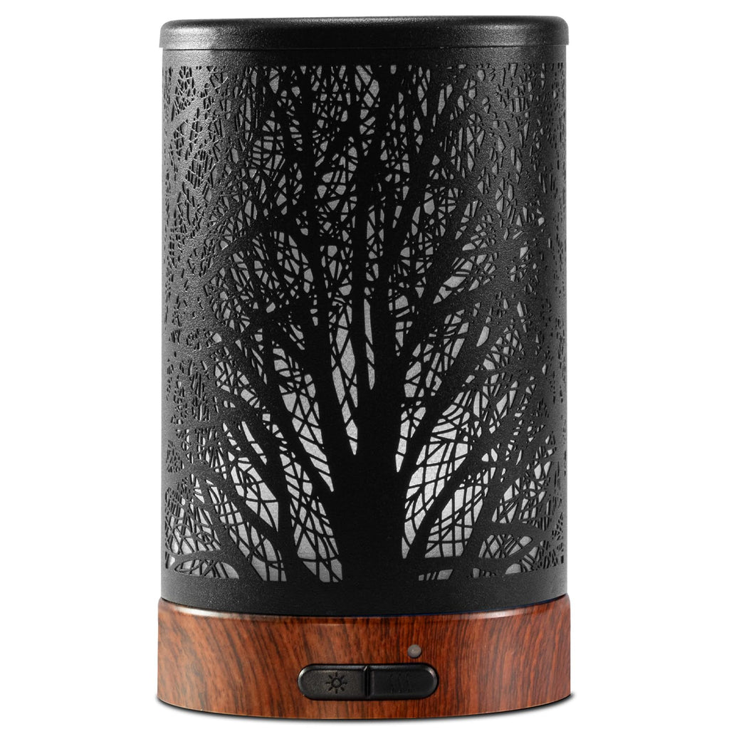 EQUSUPRO 150ml Essential Oil Diffuser – Black Metal, Auto Shut-Off, 7-Color LED