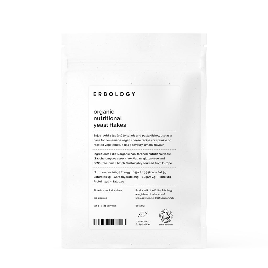 Erbology Organic Nutritional Yeast Flakes – 4.2 oz | Vegan, Gluten-Free, GMO-Free