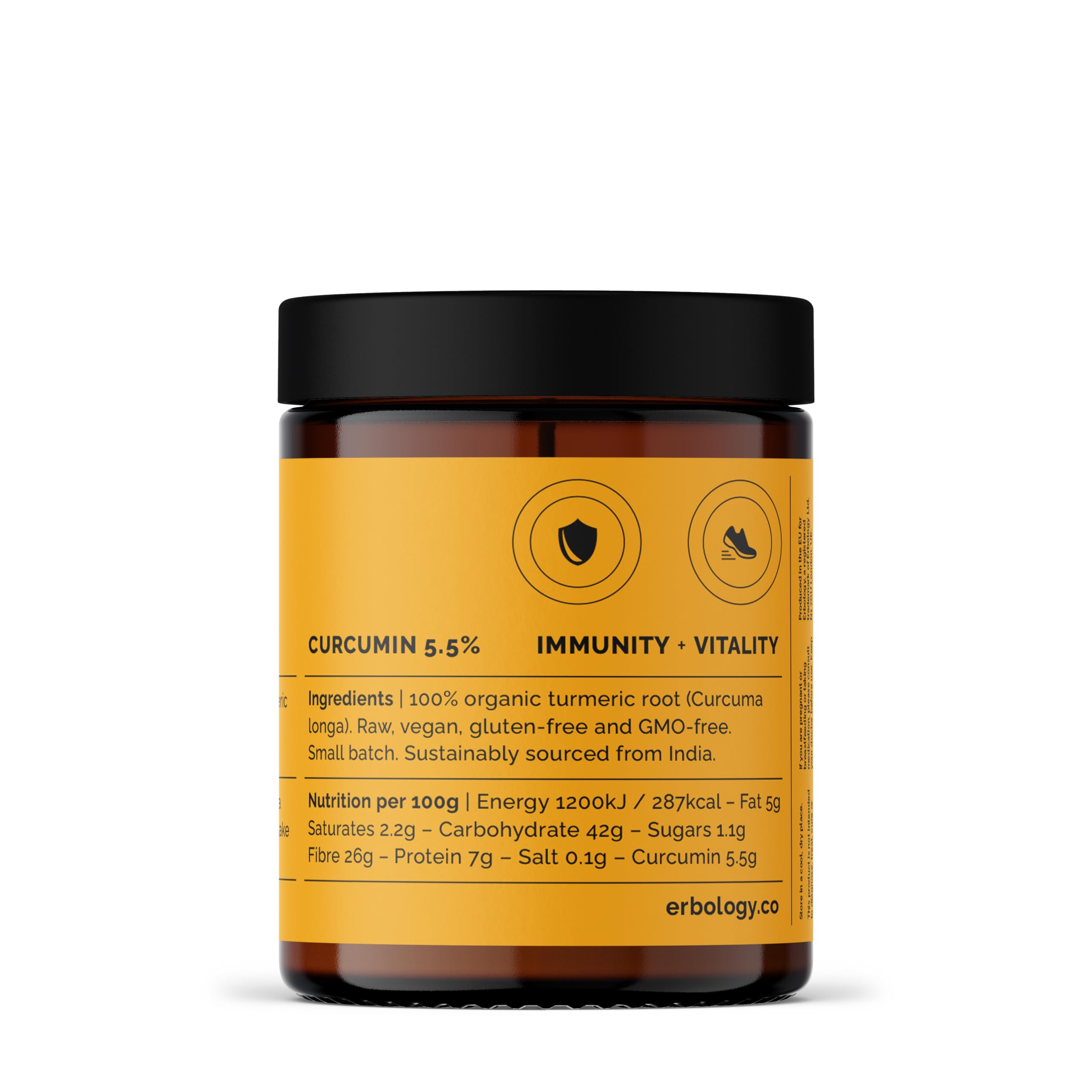 Erbology Organic Turmeric Powder 3.2 oz – 90 Servings, 5.5% Curcumin