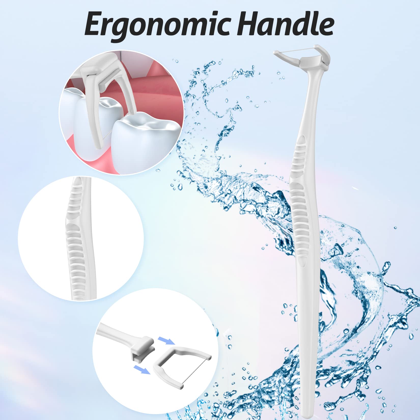 Dental Floss Picks Kit – 3 Handles & 360 Refills | Extra Strength