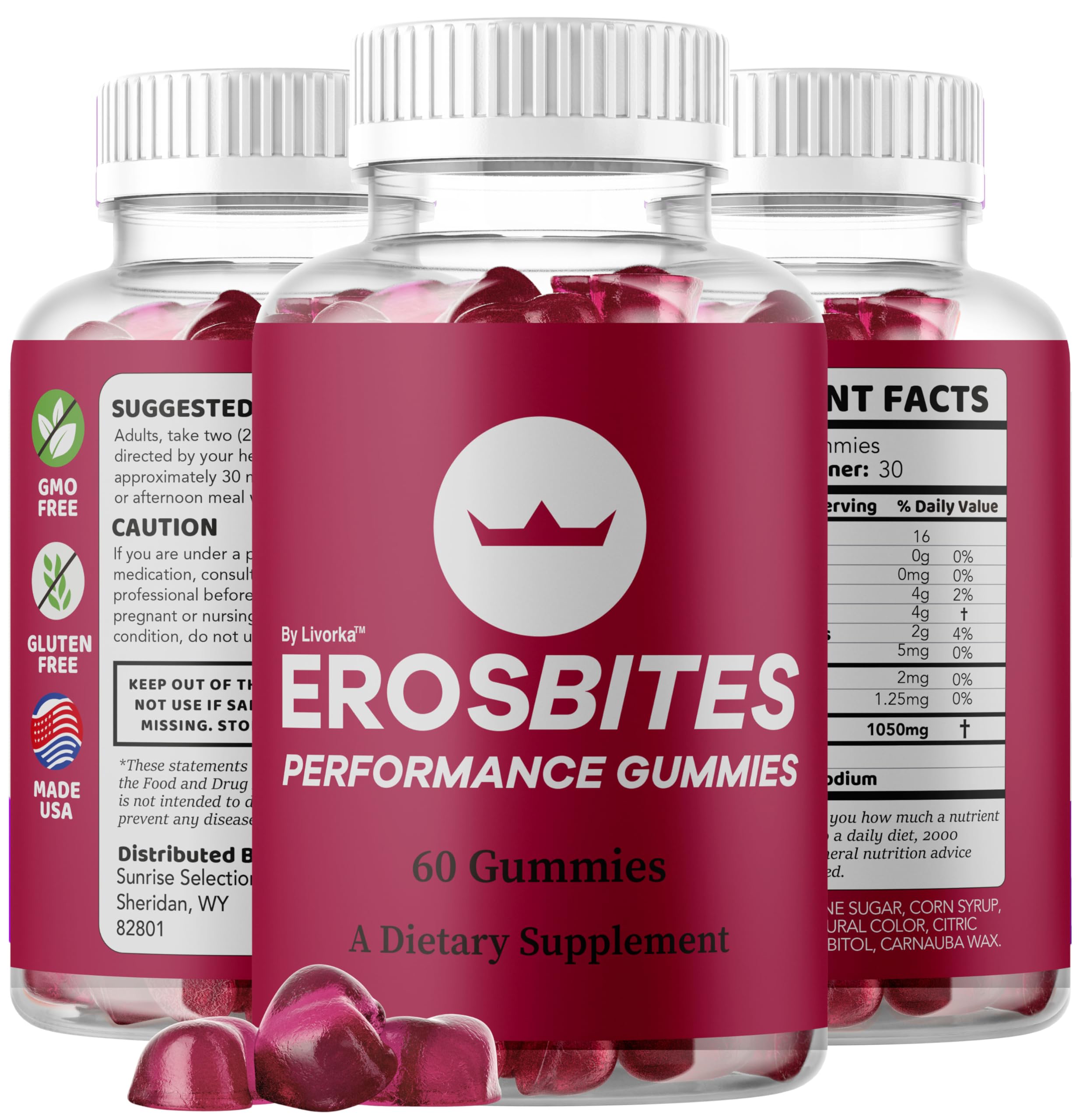 Eros Bites Gummies – Original Premium All-Natural Formula, 60 Gummies