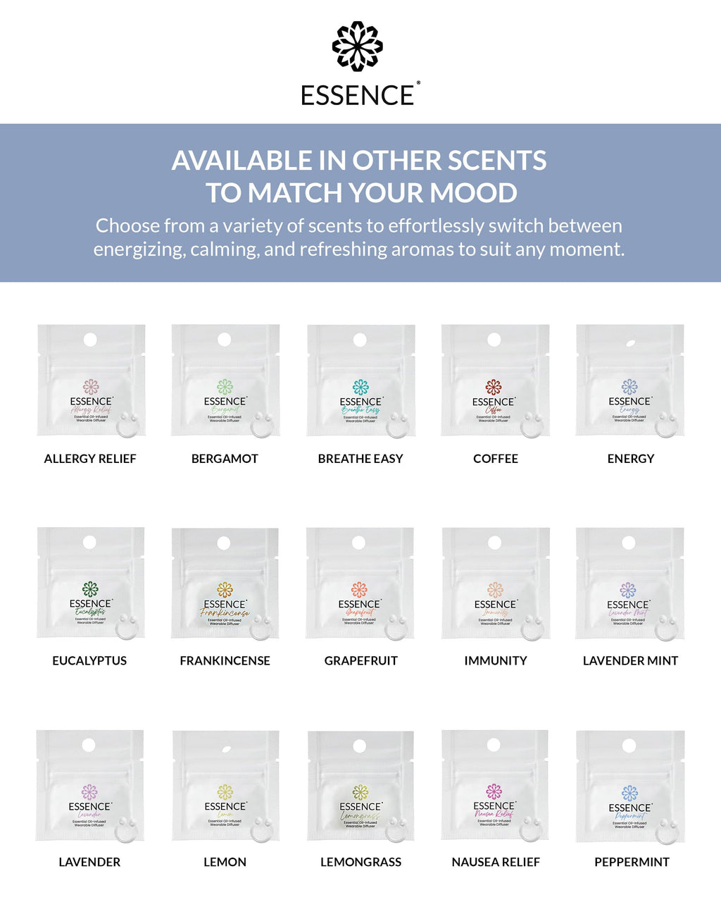 Essence Wearable Aromatherapy Nasal Diffuser – Energy Blend Nose Ring (3 Pack) – Made in USA