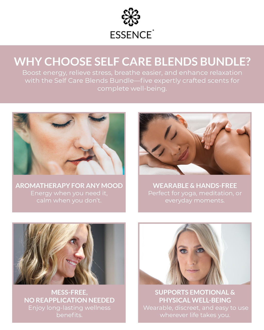 Essence Nasal Diffuser Self-Care Bundle | Wearable Aromatherapy Nose Rings for Stress, Energy & Mental Clarity