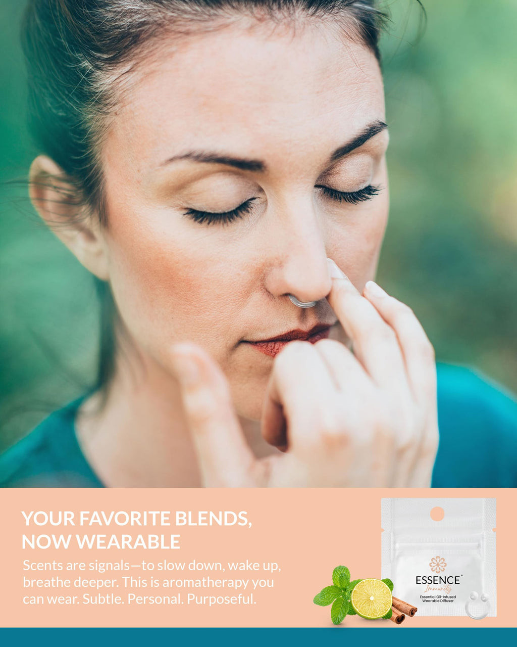 Essence Wearable Aromatherapy Nasal Diffuser – Immunity Blend Nose Ring (3 Pack) – Made in USA