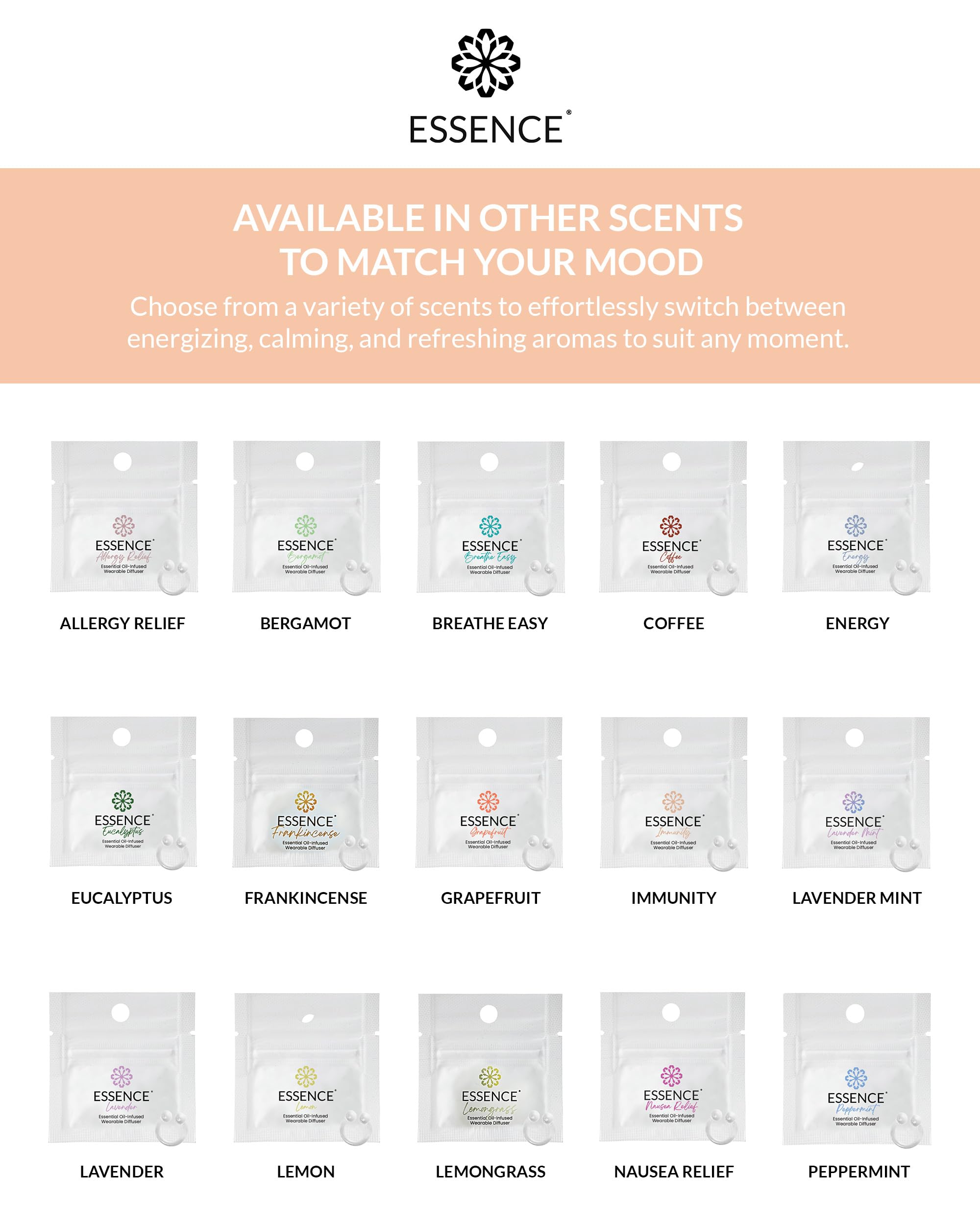 Essence Wearable Aromatherapy Nasal Diffuser – Immunity Blend Nose Ring (3 Pack) – Made in USA