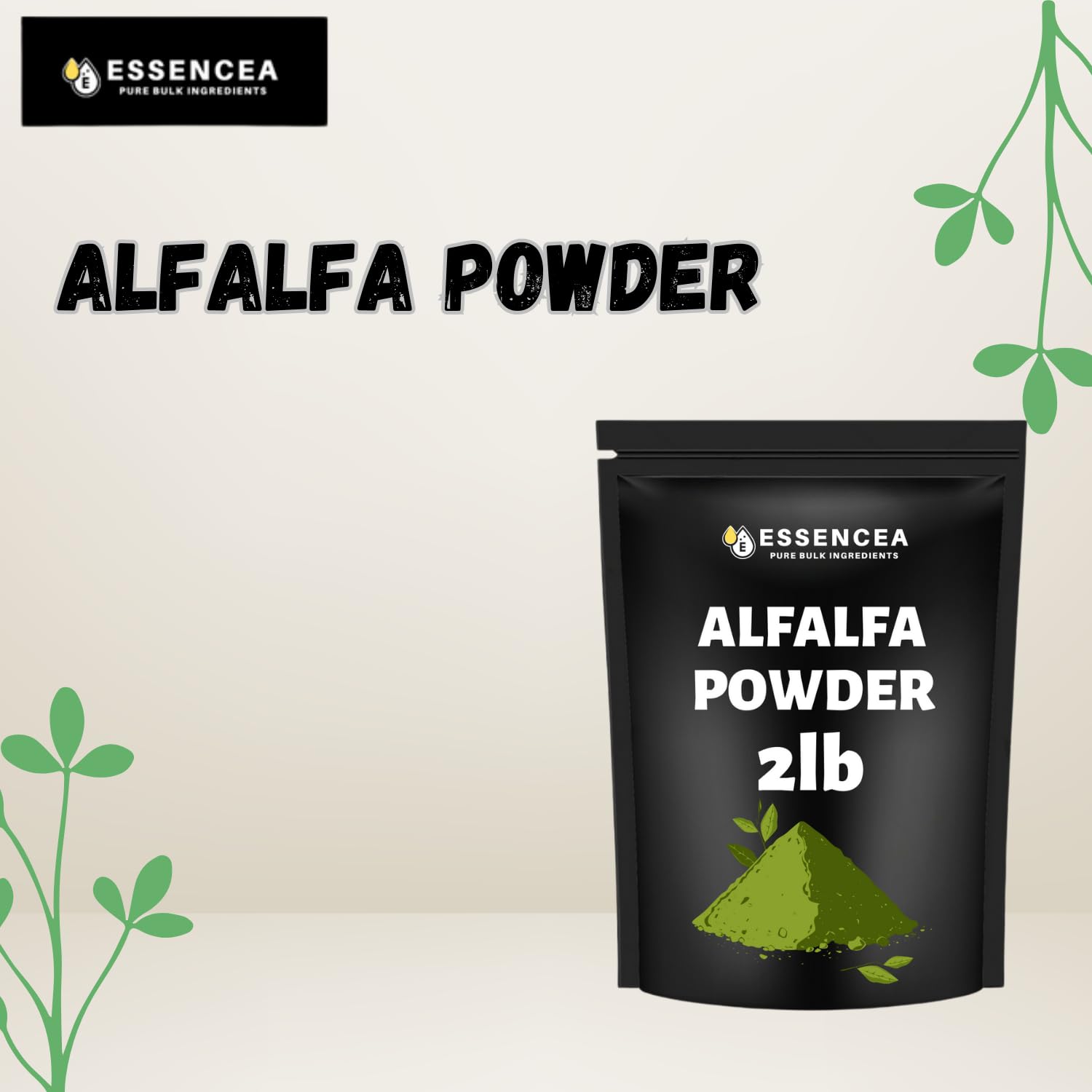 Essencea Alfalfa Powder 2 lb | Gluten Free, Non-GMO, Vegan | 32 oz