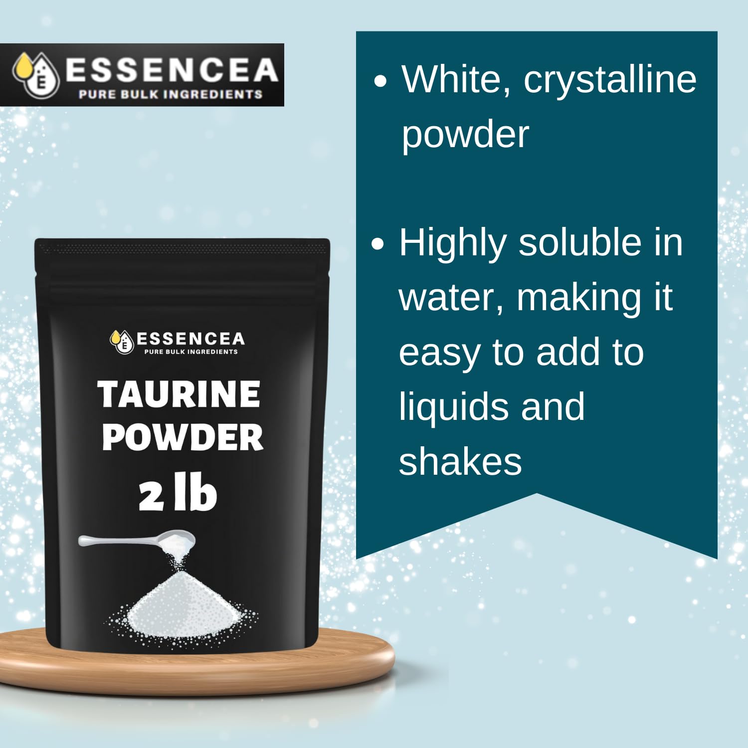 Essencea Taurine Powder 2 lb – 100% Taurine Pure Bulk