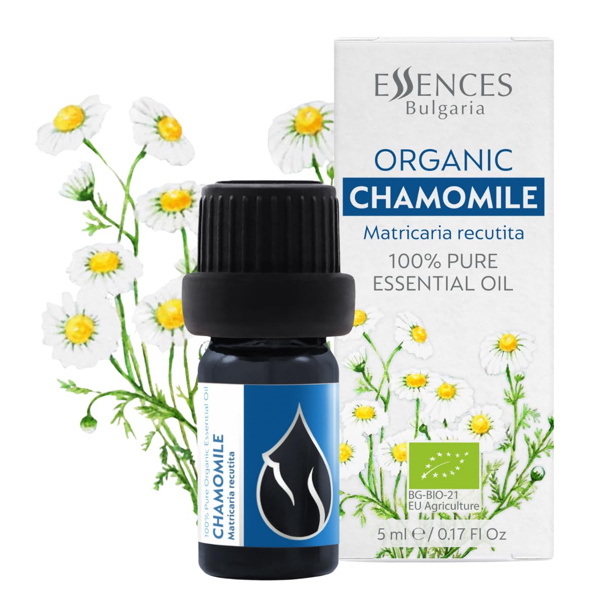 Essences Bulgaria Organic Chamomile Essential Oil 5ml – Matricaria recutita | Pure, Undiluted & Therapeutic Grade