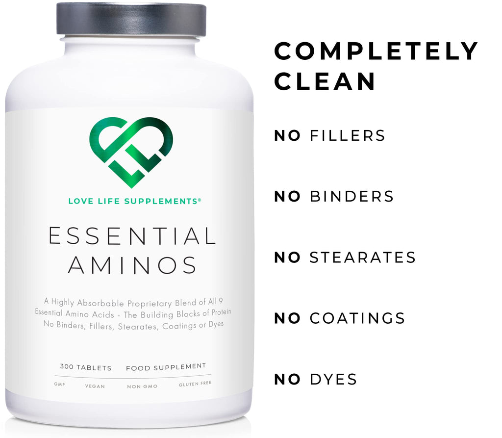 Essential Amino Acids - 300 Tablets / 60 Servings - 9 EAAs + 3 BCAAs - Vegan, 5g per Serving
