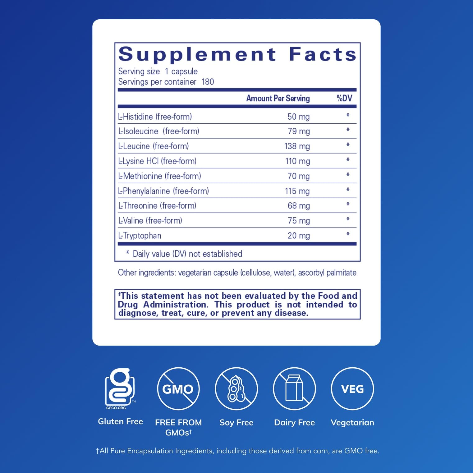 Pure Encapsulations Essential Amino Acids – Muscle Recovery Support & Brain Health | Leucine, Threonine & Tryptophan - 180 Capsules