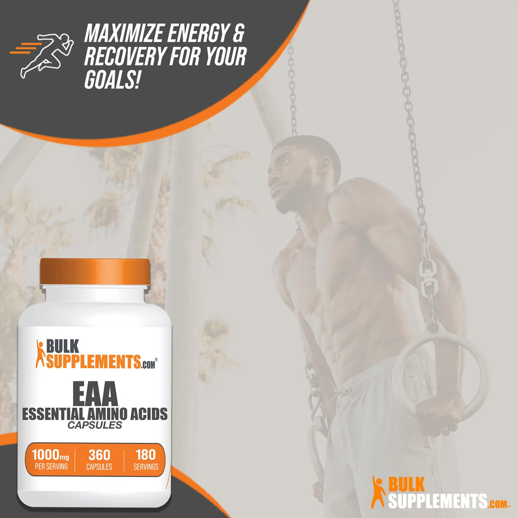 BulkSupplements Essential Amino Acids Capsules (EAAs) – 360 Capsules, 2 per Serving