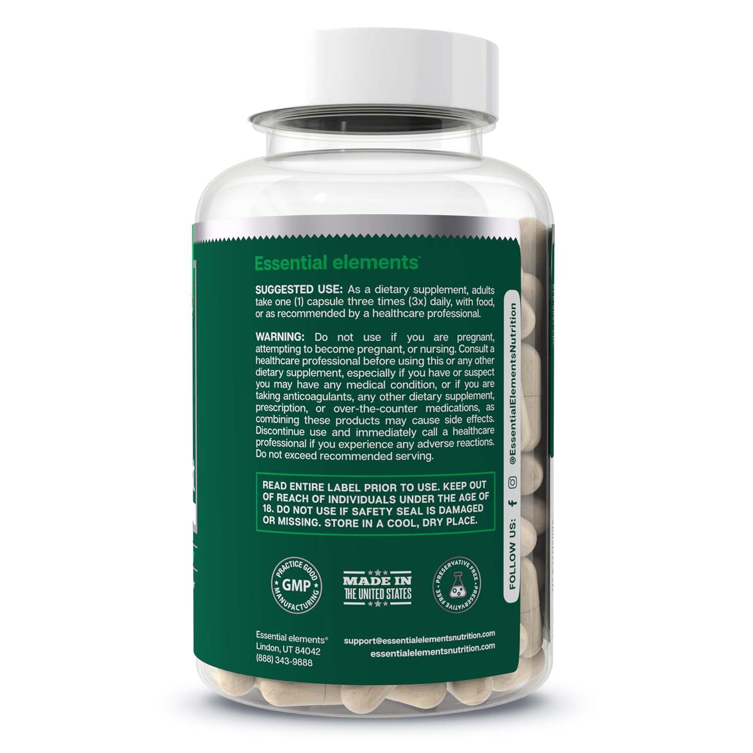 Essential Elements Bone Boost Health Supplement – Calcium, Vitamin D3, K2, Cissus Quadrangularis | 270 Capsules (90 Day Supply) (3-Pack)