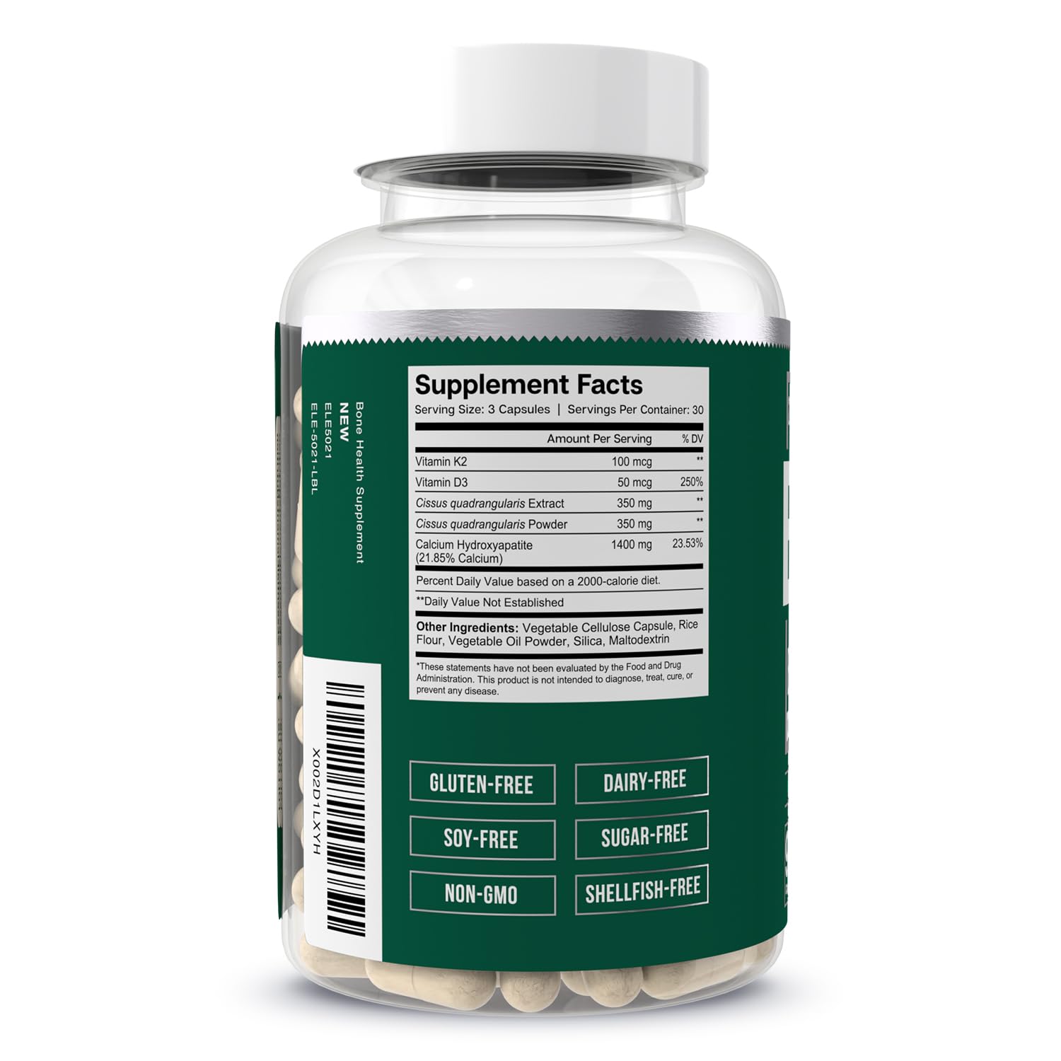 Essential Elements Bone Boost Health Supplement – Calcium, Vitamin D3, K2, Cissus Quadrangularis | 270 Capsules (90 Day Supply) (3-Pack)