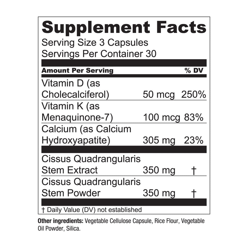Essential Elements Bone Boost Health Supplement – Calcium, Vitamin D3, K2, Cissus Quadrangularis | 270 Capsules (90 Day Supply) (3-Pack)