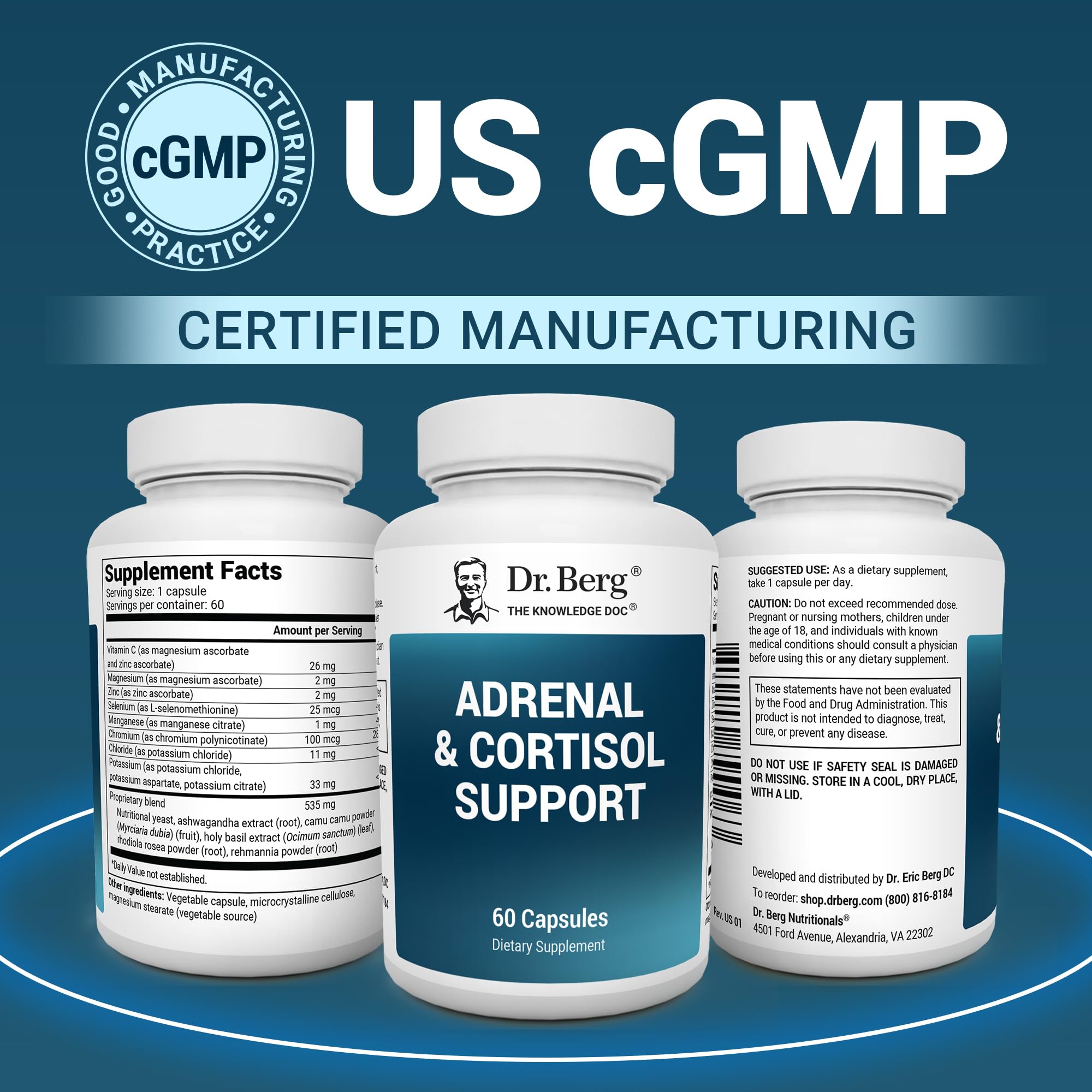 Dr. Berg Adrenal & Cortisol Capsules – Adrenal Support & Cortisol Manager (60 Capsules)