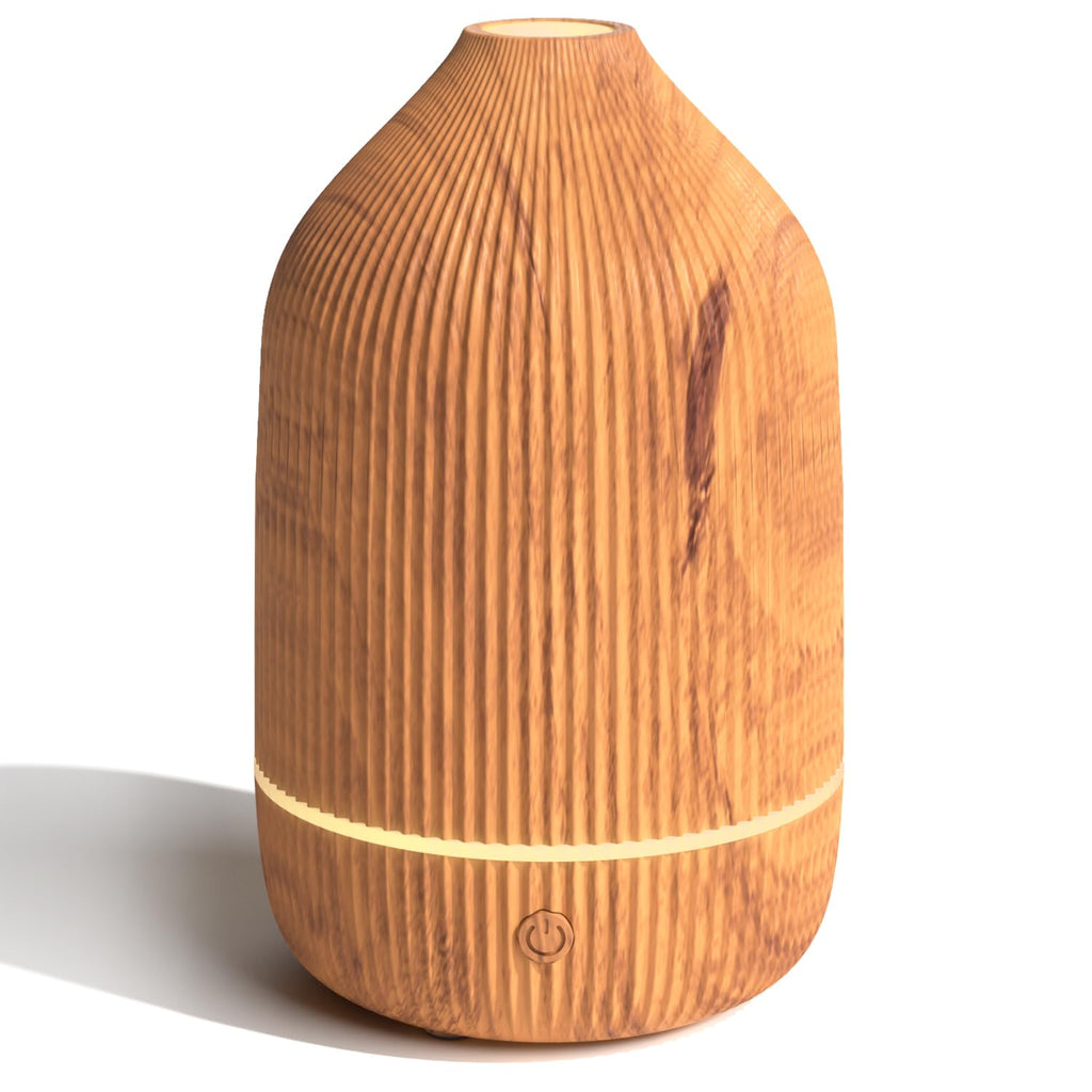 Essential Oil Diffuser 100ml – Mini Ultrasonic Aromatherapy with Auto Shut-Off & 7 LED Lights (Wood Grain)