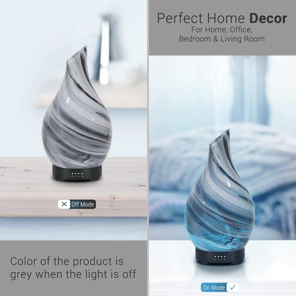 Essential Oil Diffuser 120ml Ultrasonic | Glass BPA-Free, Auto-Off, 4 Timers, 7 LED Colors