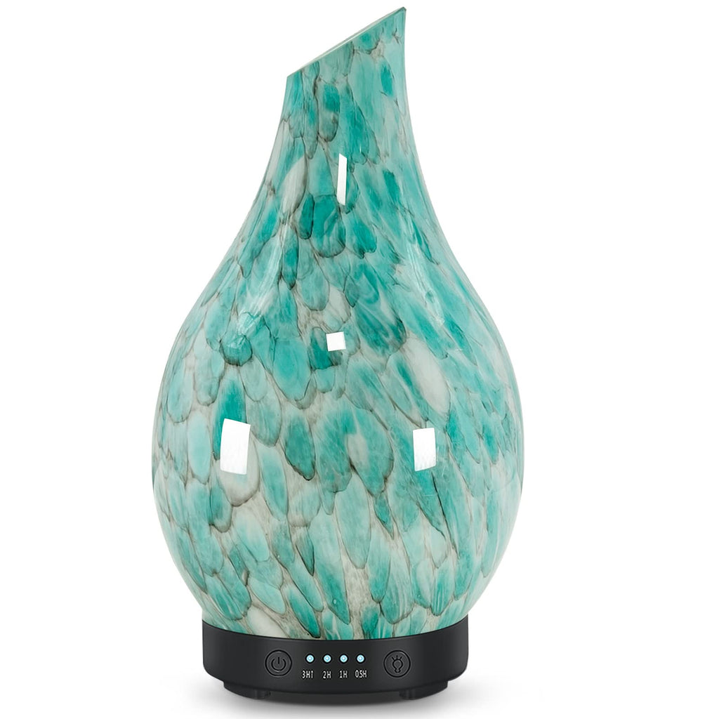Essential Oil Diffuser 120ml Ultrasonic – Handmade Glass, BPA Free, Auto Shut-Off, 4 Timers, 7-Color LED