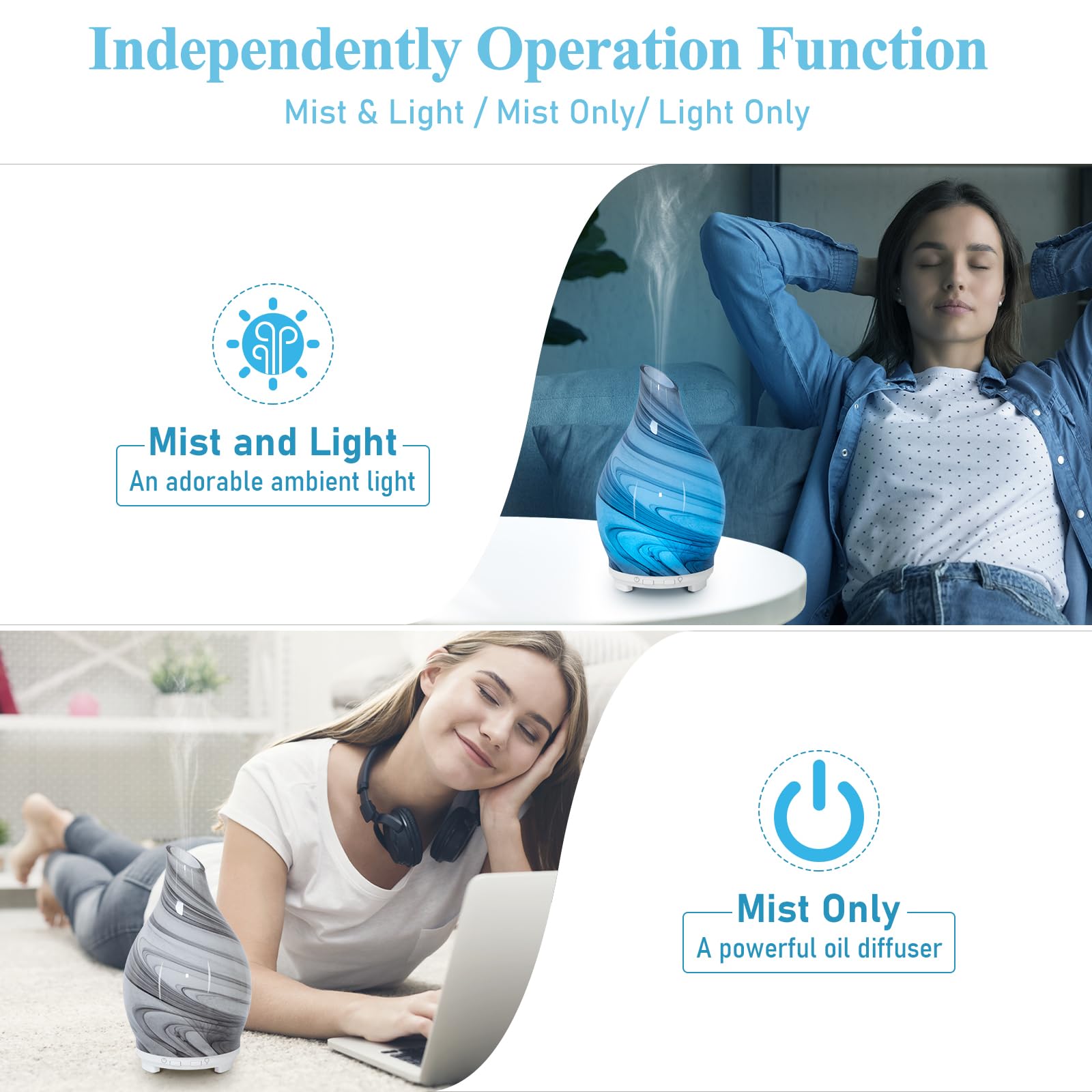 Essential Oil Diffuser 120ML Glass Ultrasonic Aromatherapy Humidifier – 7-Color LED Lights, Auto-Off, Ultra-Quiet