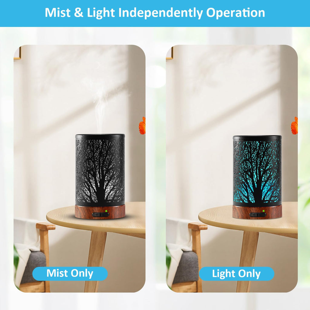 Essential Oil Diffuser 150ML – Ultrasonic Metal Diffuser with Auto Shut-Off and 7-Color LED Lights