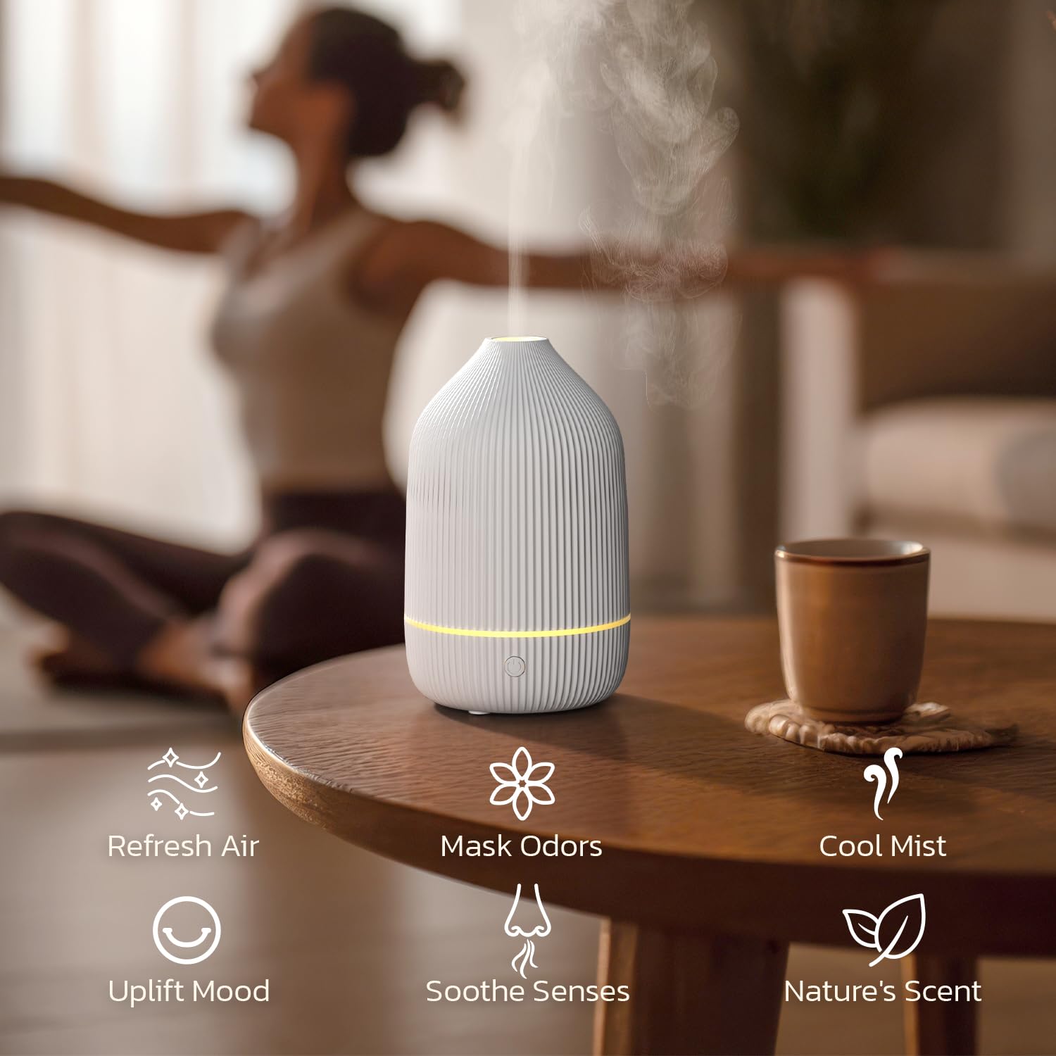 Essential Oil Diffuser 2-Pack - 100ml Ultrasonic Mini Diffuser, White | Auto Shut-Off, 7 LED Lights