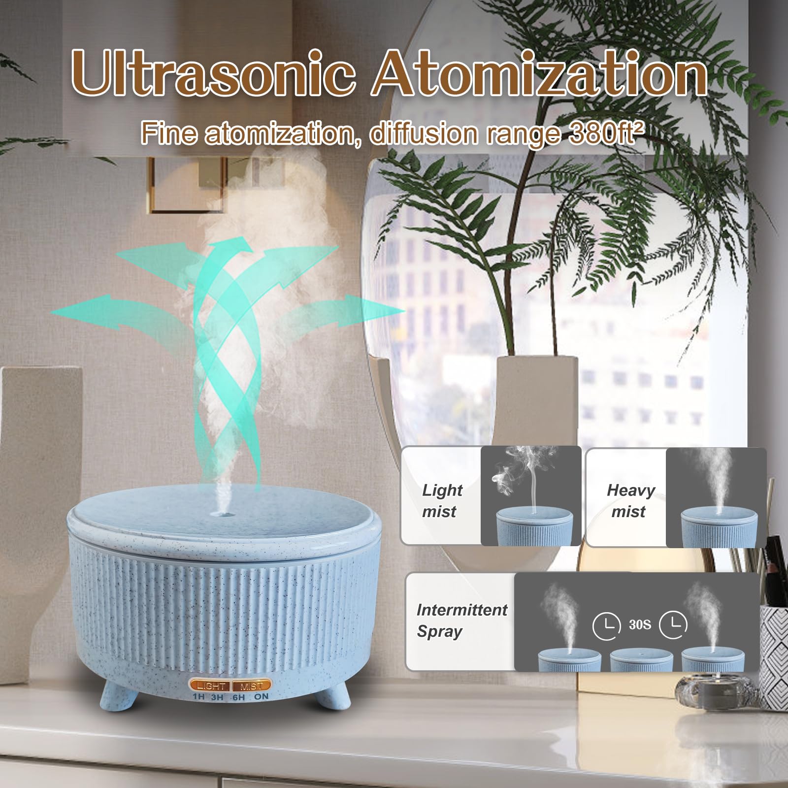 Essential Oil Diffuser 500ml for Home – Large Room Aromatherapy, 7-Color Lights, 3 Mist Modes, Auto Off