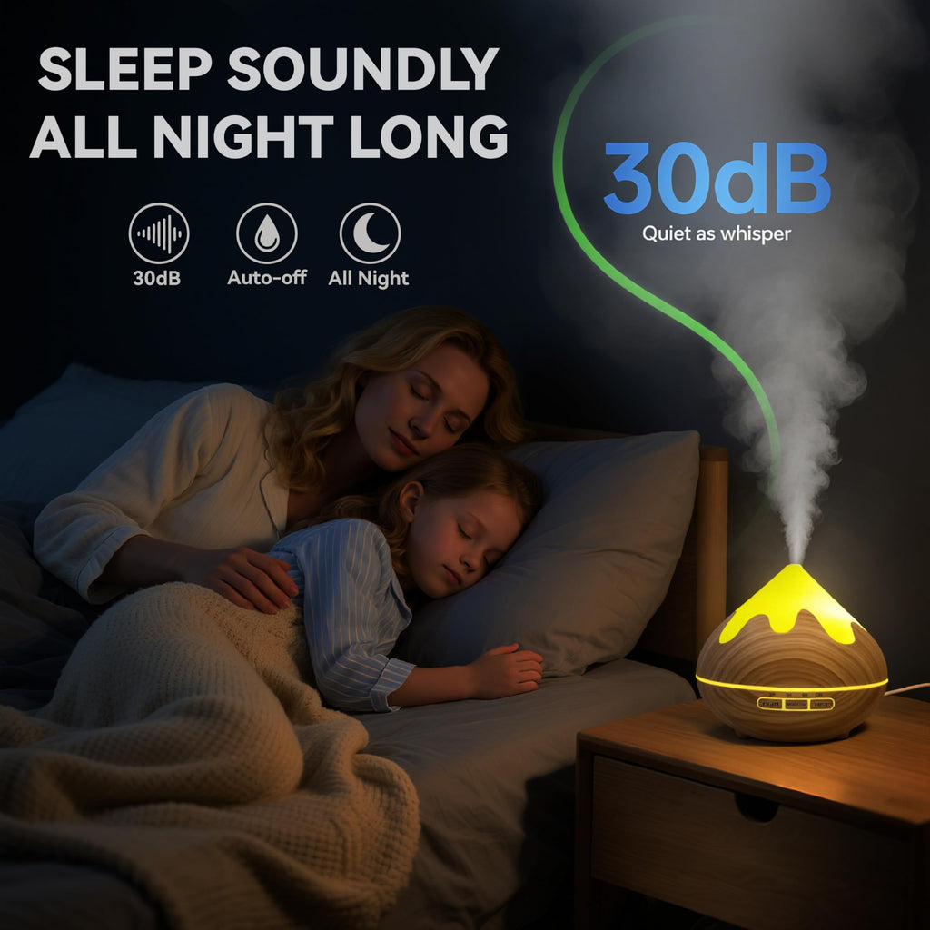 Essential Oil Diffuser 500ML Ultrasonic Large Diffuser with Remote, 14 Color LED, 2 Mist Modes (Brown)