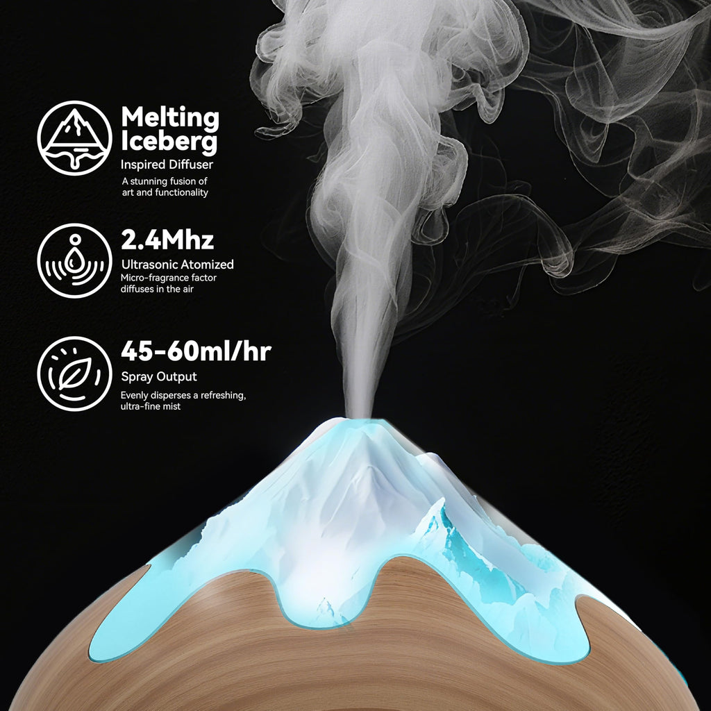 Essential Oil Diffuser 500ML Ultrasonic Large Diffuser with Remote, 14 Color LED, 2 Mist Modes (Brown)