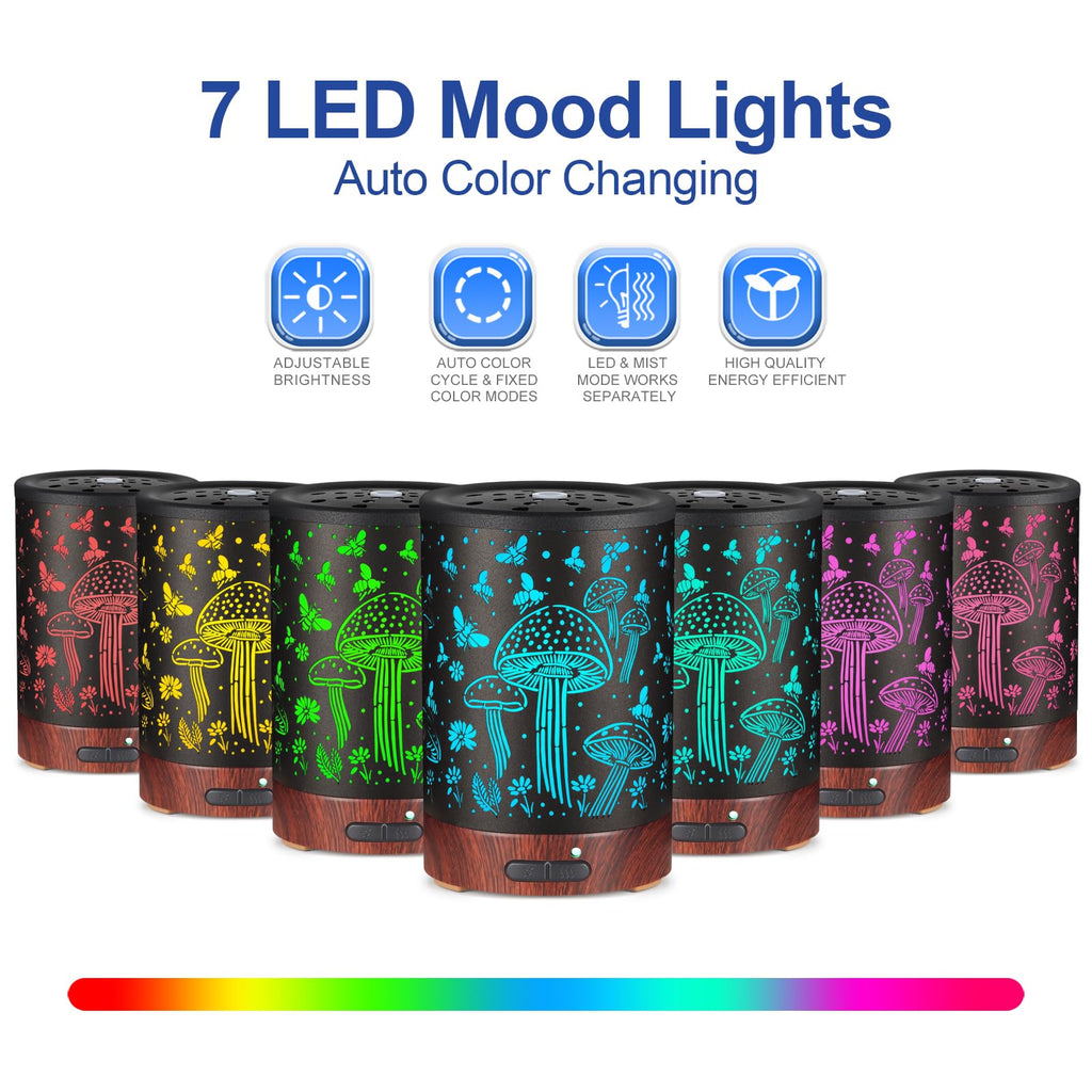 Essential Oil Diffuser - Aromatherapy Diffuser with 7 Color Lights & Auto-Off for Home & Office | For Women & Moms