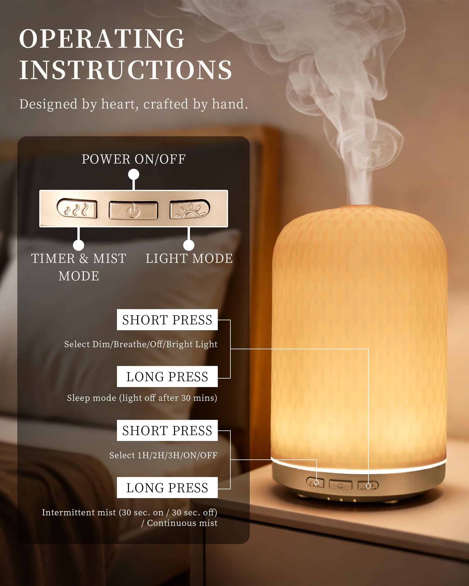 Essential Oil Diffuser for Home – 120ML Ceramic USB Diffuser, Pink