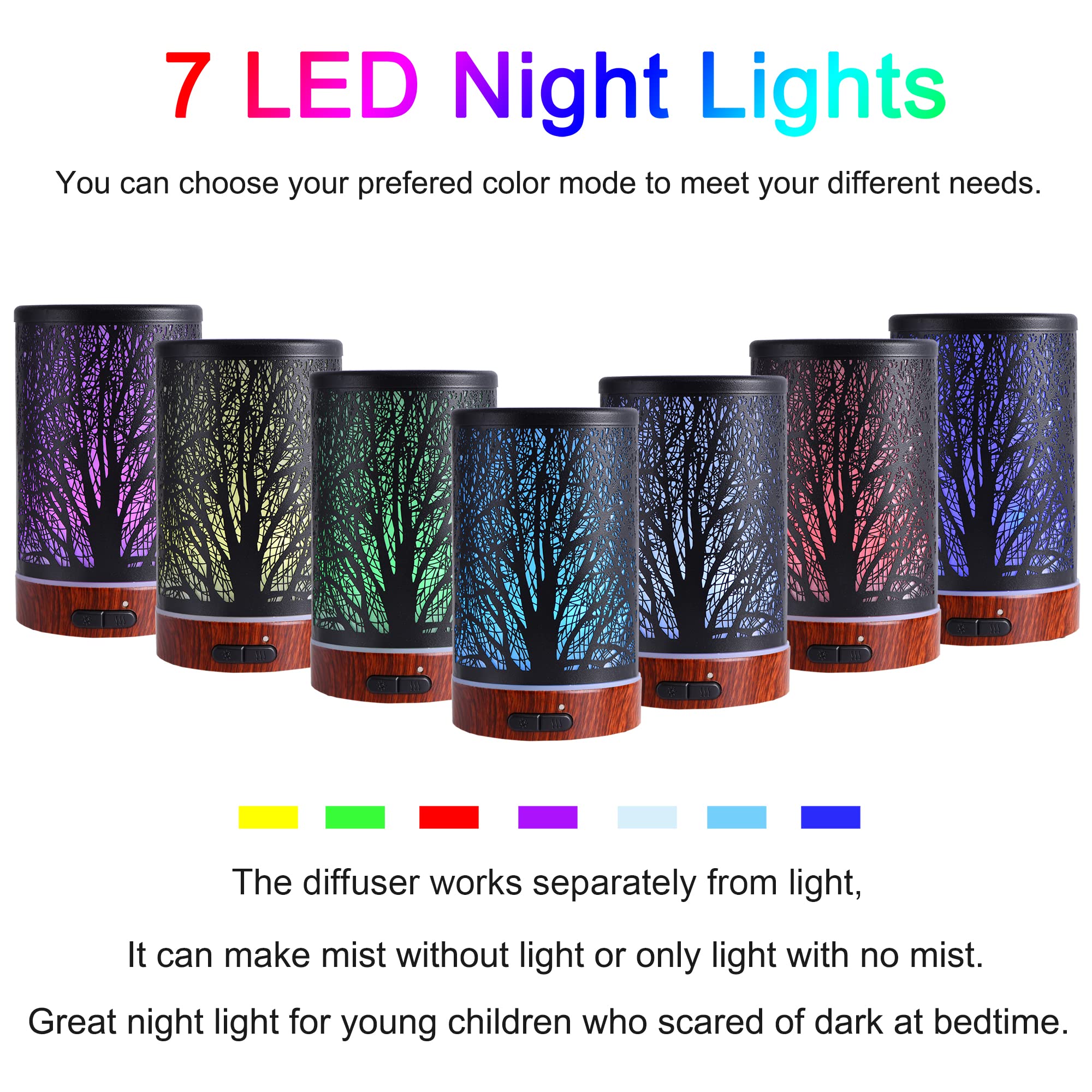 Essential Oils Diffuser 150ml | Aromatherapy Humidifier with 7 Color Lights