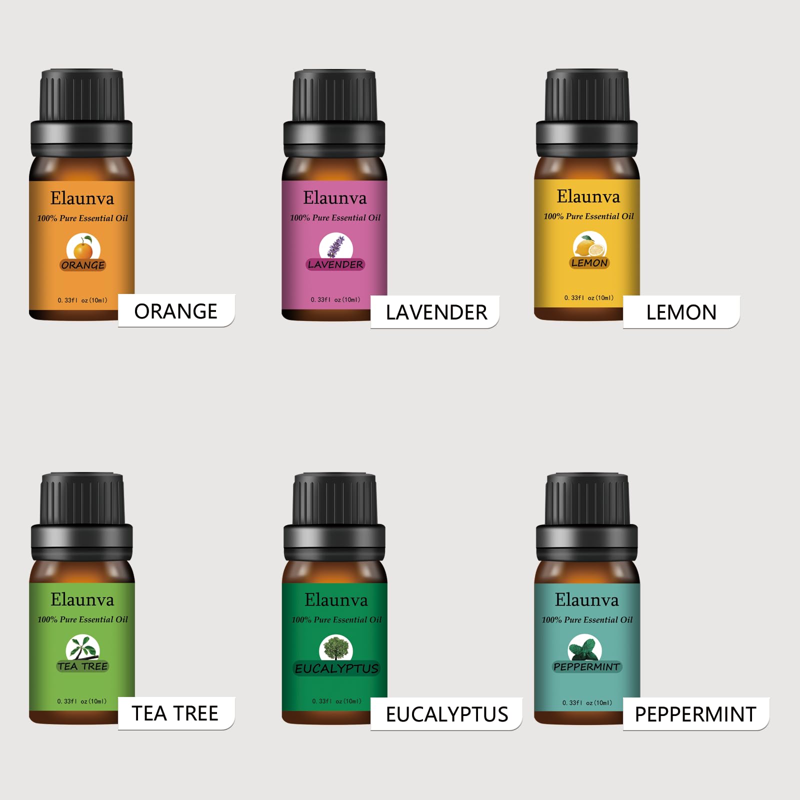 Essential Oils Gift Set - 6x10ml Pure & Natural Aromatherapy Oils