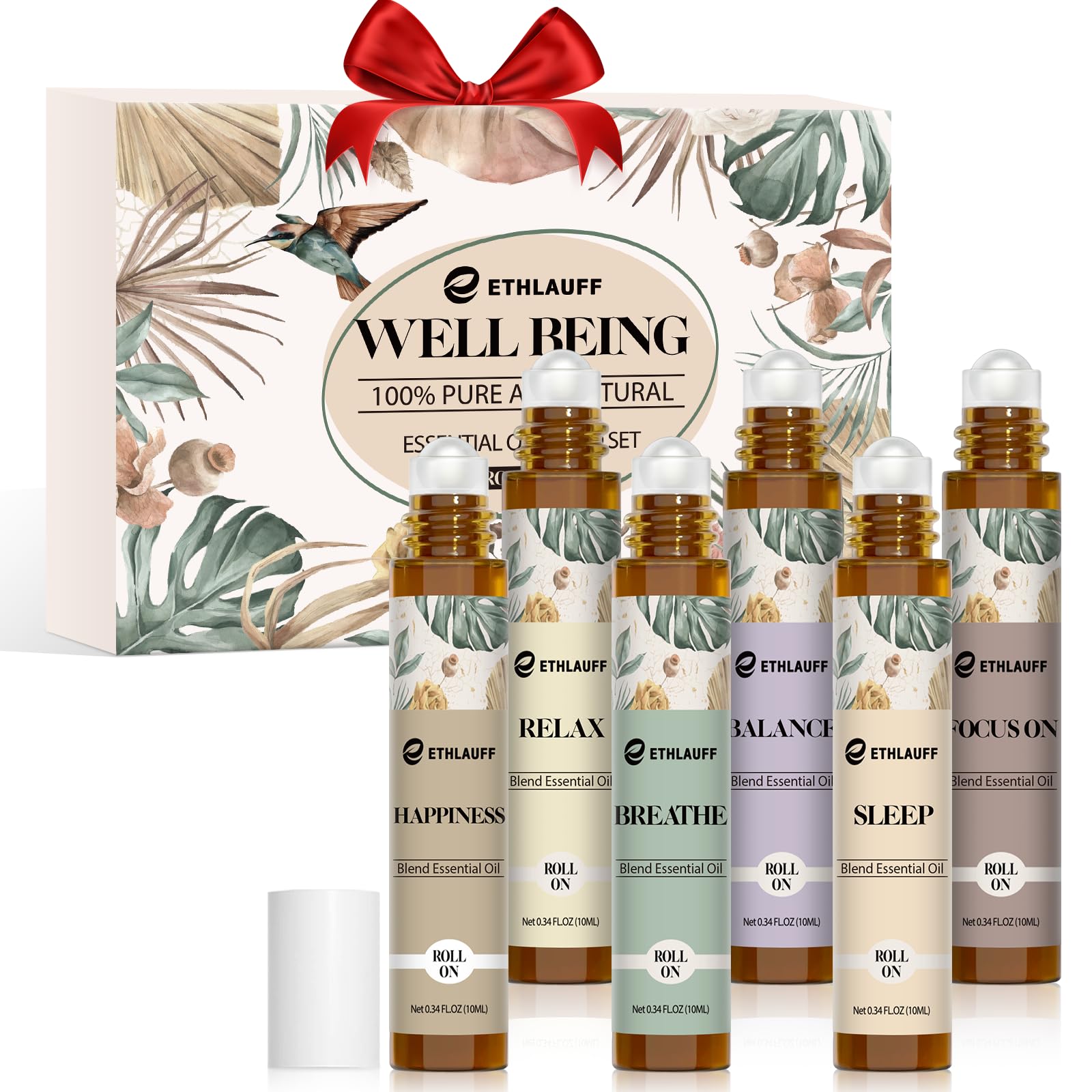 Essential Oils Roll On Set 6 Pack – Relax, Sleep, Balance, Breathe, Focus, Happiness