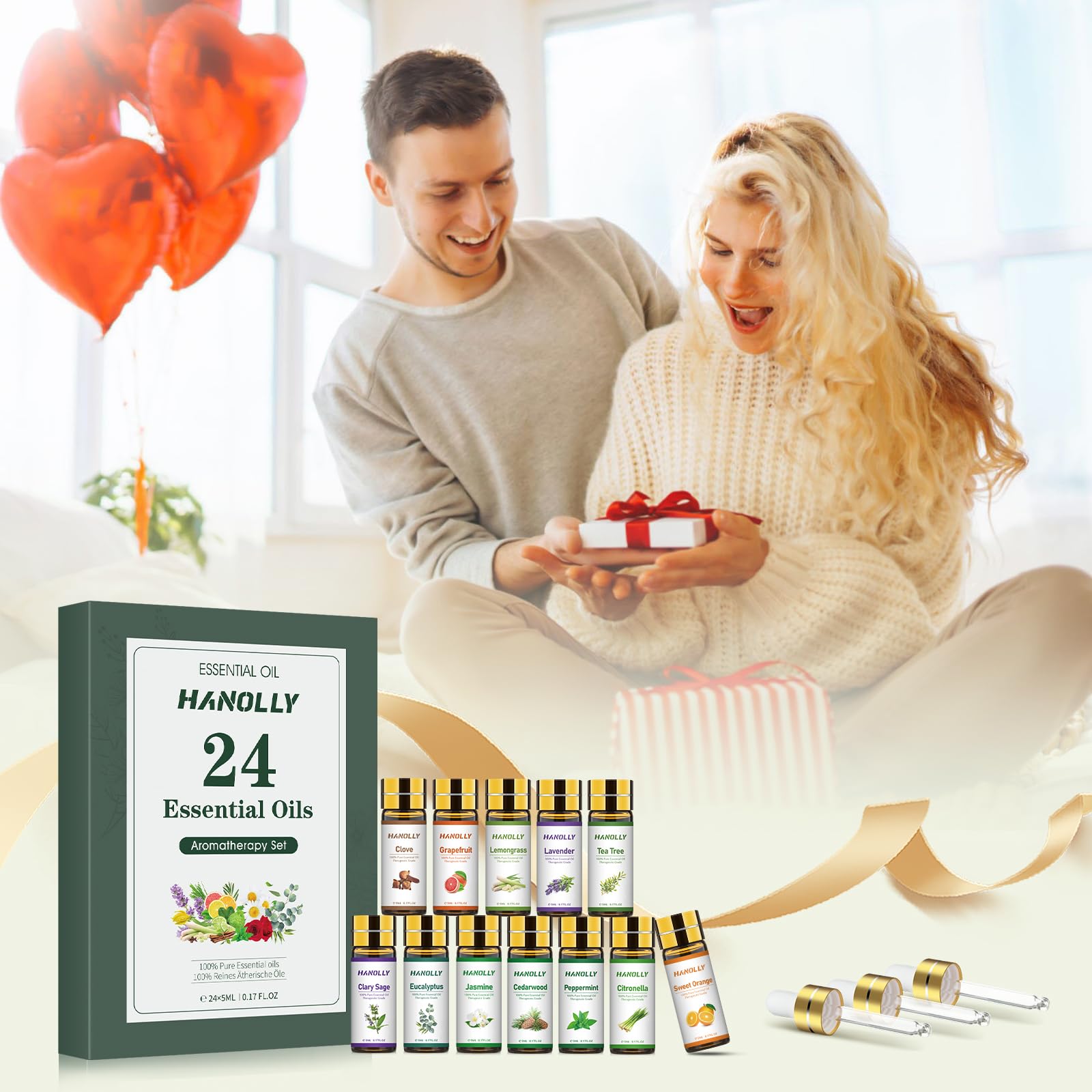 Essential Oils Set - 24x5ml Premium Aromatherapy Kit for Diffuser & Skincare