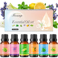 Essential Oils Set - Top 6 Organic Blends (Peppermint, Tea Tree, Lavender, Eucalyptus, Lemongrass, Orange) 6x0.33 fl oz