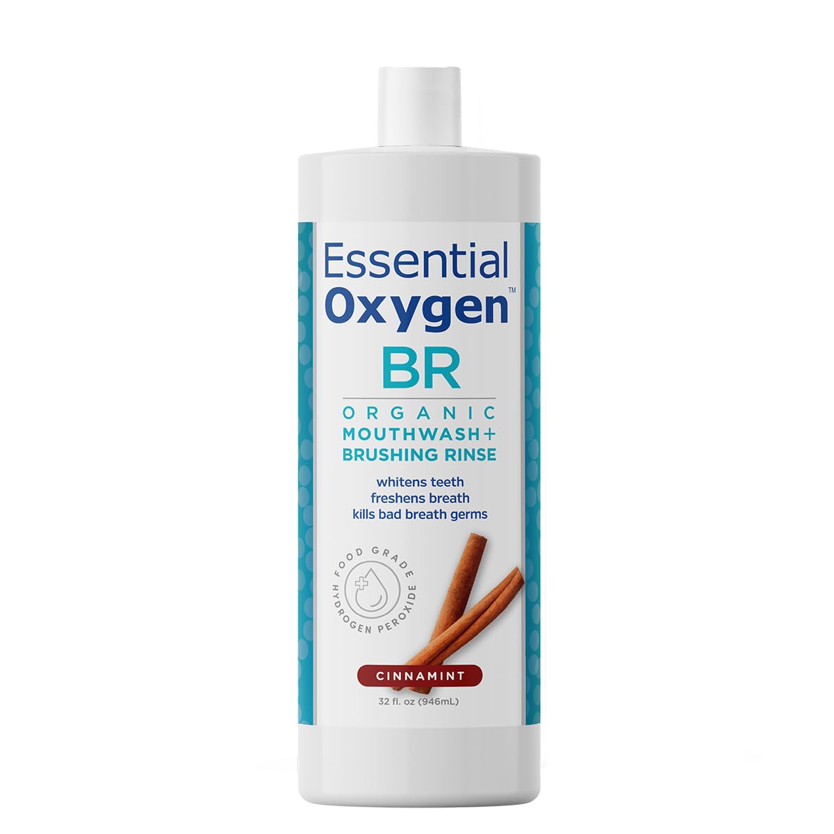 Essential Oxygen Cinnamint Mouthwash – 32 oz, Alcohol-Free Brushing Rinse