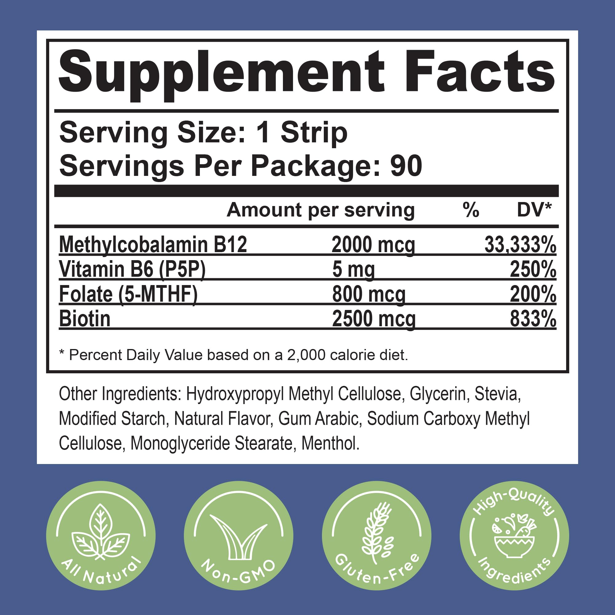 Essential Source 2000 mcg Methylcobalamin B12 Sublingual Strips | Energy, Focus & Hair Support