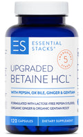 Betaine HCl with Pepsin, Ox Bile & Ginger – Gluten Free Digestive Support (120 Caps)