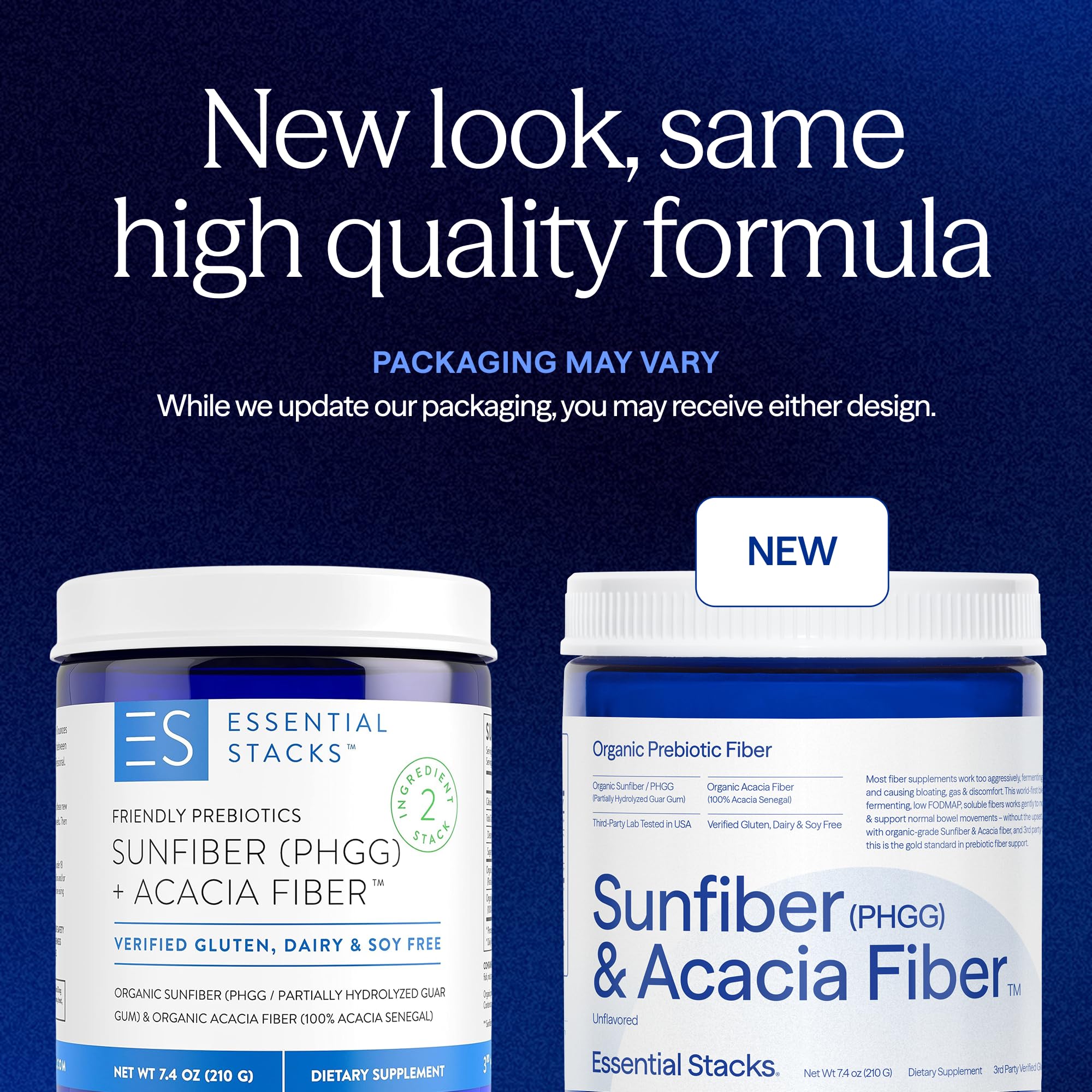 Essential Stacks Organic Sunfiber PHGG and Acacia Prebiotic Fiber 7.4 oz