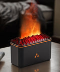 Essential Oil Diffuser with Flame Effect - 7-Color Lights, Auto Shut-Off (Black)