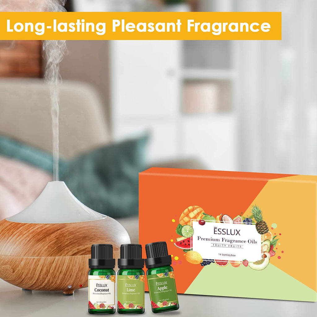 ESSLUX Fruity Fragrance Oils Set – 14 Premium Fruit Scents for Diffusers & DIY