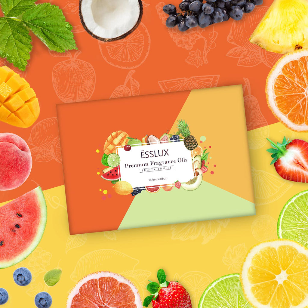 ESSLUX Fruity Fragrance Oils Set – 14 Premium Fruit Scents for Diffusers & DIY