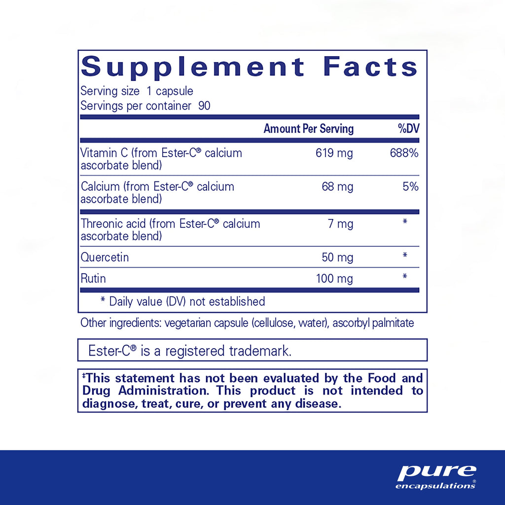 Pure Encapsulations Ester-C & Flavonoids – Vitamin C for Immune & Vascular Support, 90 Capsules