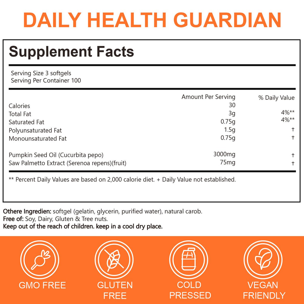 ESTHFGPSV Pumpkin Seed Oil 3000mg + Saw Palmetto – Cold Pressed Softgels (300 Count)