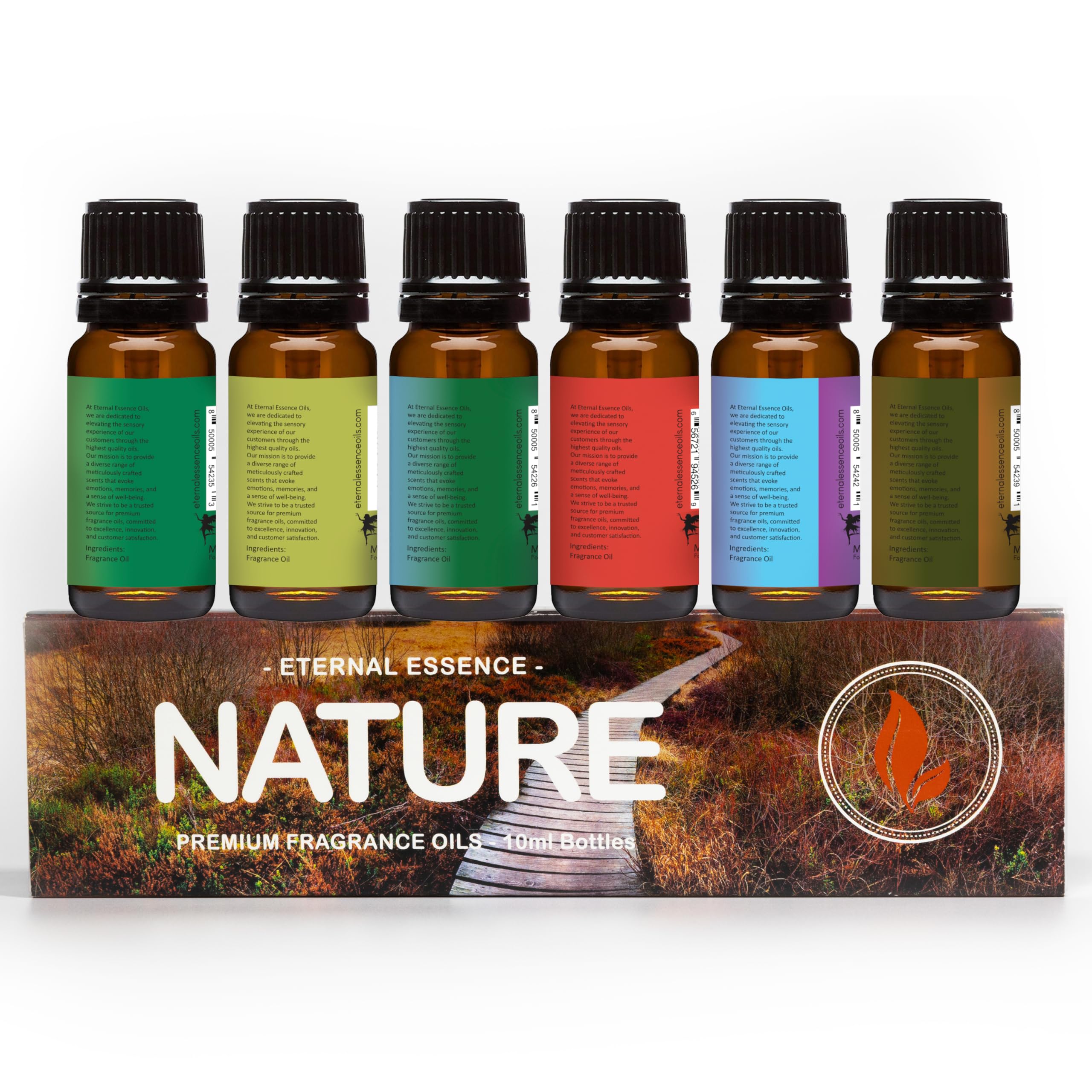 Nature Set of 6 Premium Fragrance Oils (10ml) by Eternal Essence Oils for Diffusers, Candles & Soaps