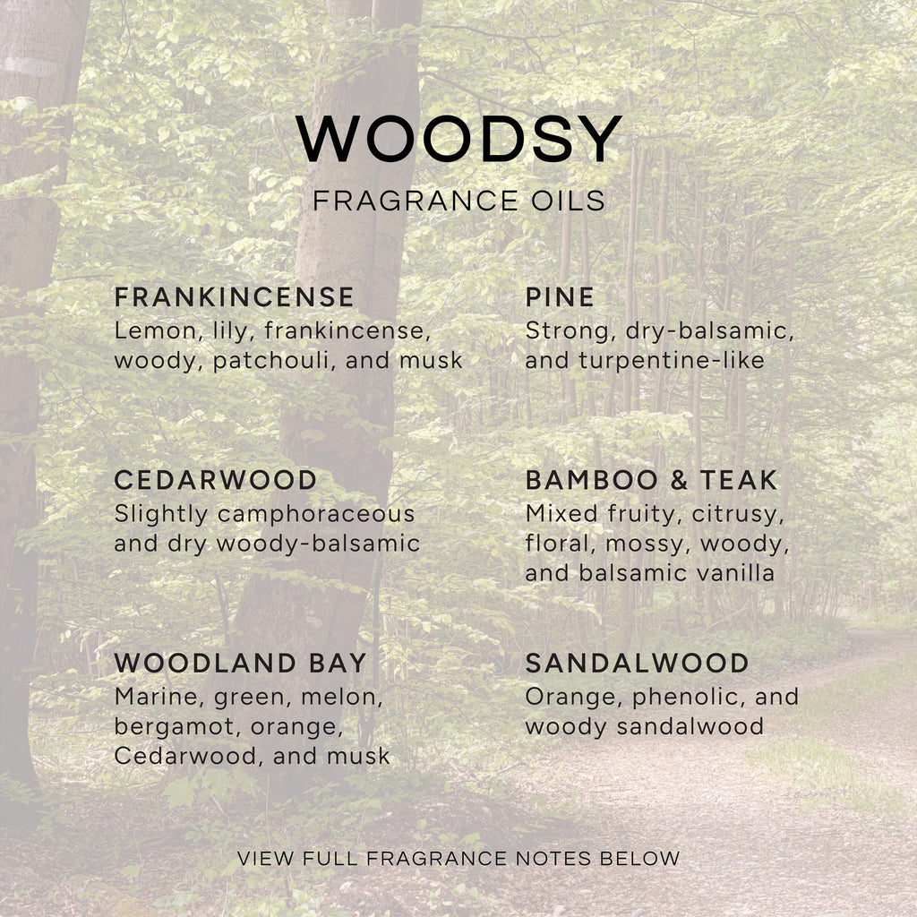 Woodsy Premium Fragrance Oils Set (6-Pack) – Pine, Cedar Wood, Sandalwood, Woodland Bay & Frankincense | Eternal Essence Oils
