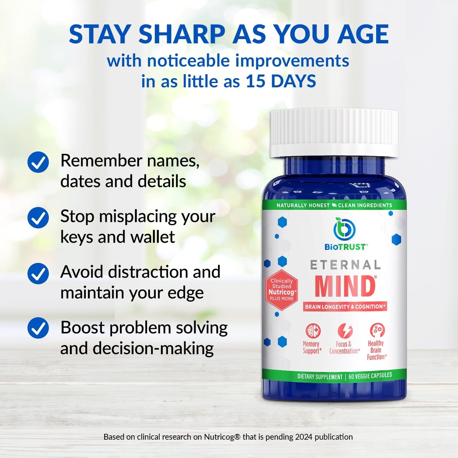 BioTrust Eternal Mind – Memory & Focus Brain Supplement, 30 Servings