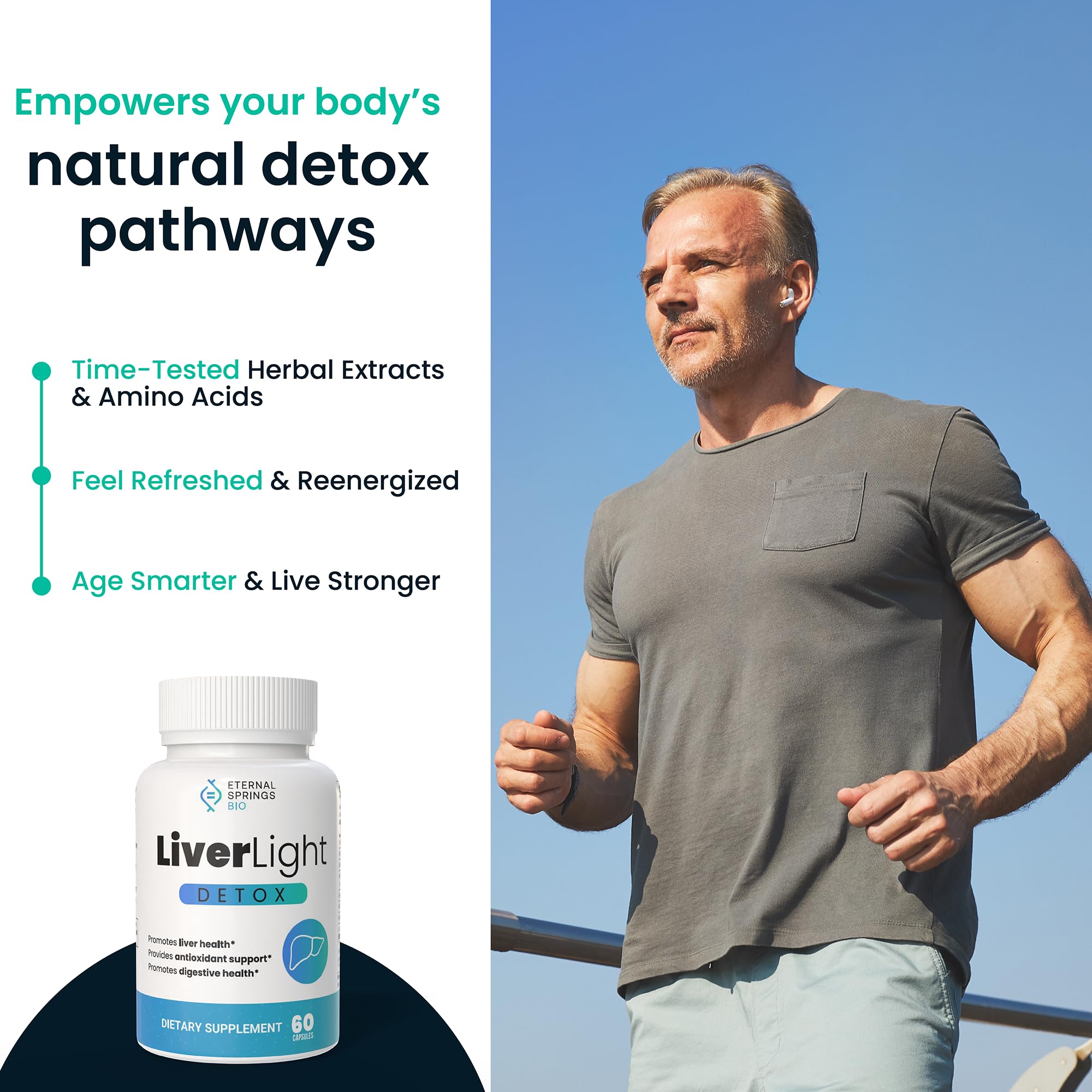 Eternal Springs Bio LiverLight Detox – Herbal Liver Support, 60 Capsules, Gluten-Free & Plant-Based