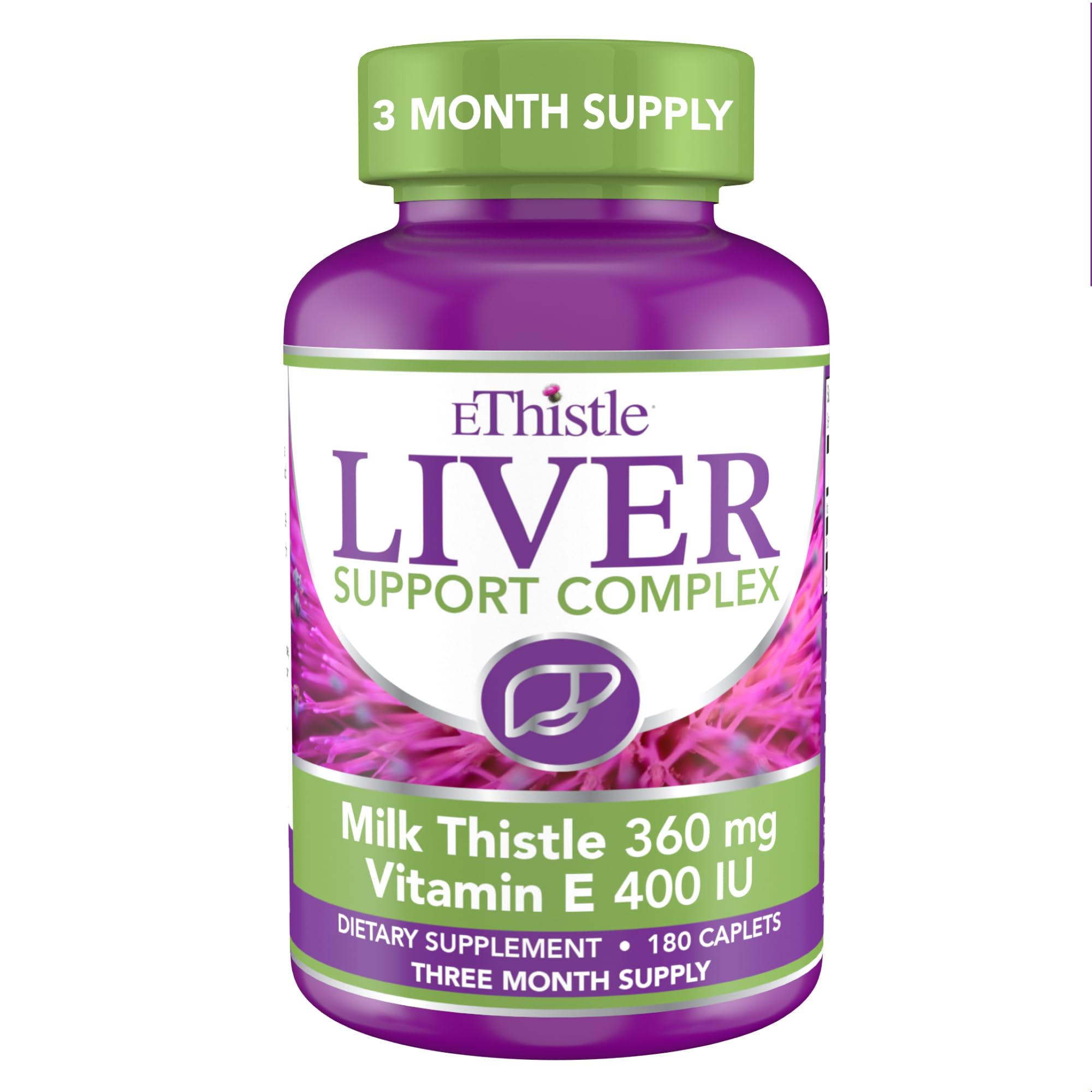 EThistle Liver Wellness – Milk Thistle & Vitamin E Liver Health Formula, Caplets 180 Count