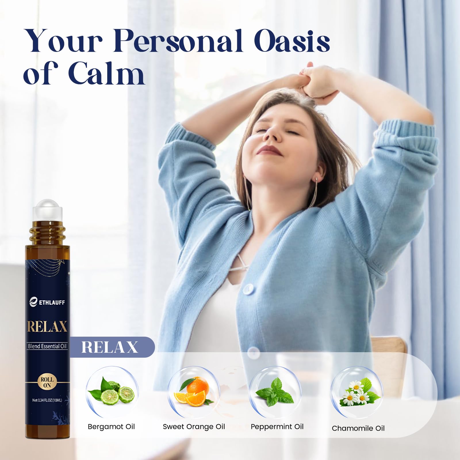 Ethlauff Essential Oil Roller Set: Sleep, Relax, Happiness – Aromatherapy Roll-On Gift